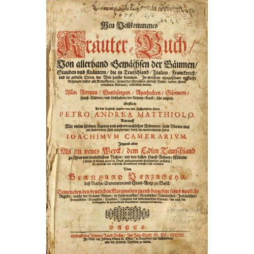 PIETRO ANDREA MATTHIOLI : 'Neu vollkommenes Kr�uter-Buch von allerhand Gew�chsen der B�umen, Stauden und Kr�utern, die in Teutschland, Italien, Franckreich und in andern Orten der Welt herf�r kommen' (DOBIASCHOFSKY AUKTIONEN AG)