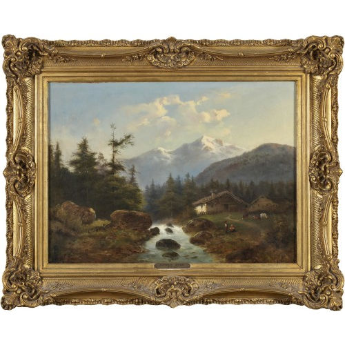 ANTONIO ROS� : Berglandschaft mit Bach und Bauernh�usern (DOBIASCHOFSKY AUKTIONEN AG)