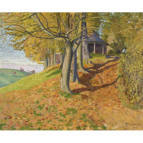 PLINIO COLOMBI : Sonnige Herbstlandschaft mit Pavillon (DOBIASCHOFSKY AUKTIONEN AG)