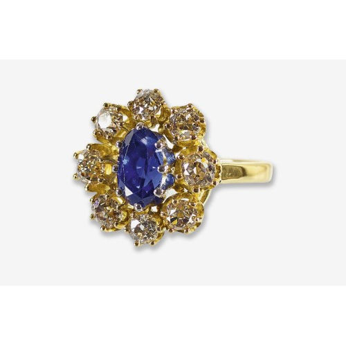 SAPHIR-DIAMANT-RING : (DOBIASCHOFSKY AUKTIONEN AG)