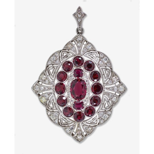 GRANAT-DIAMANT-ANH�NGER : Um 1910-1920 (DOBIASCHOFSKY AUKTIONEN AG)