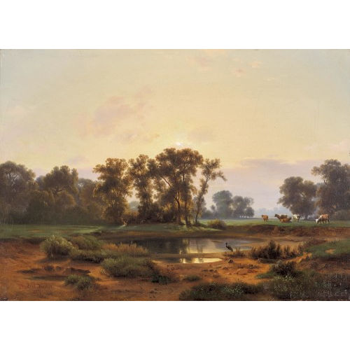 JOHANN ANTON CASTELL : Abendstimmung �ber dem Dresdner Elbtal (DOBIASCHOFSKY AUKTIONEN AG)