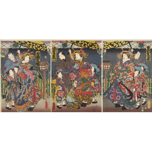 UTAGAWA KUNISADA : Triptychon 'Aburauta tanuki nose' (DOBIASCHOFSKY AUKTIONEN AG)