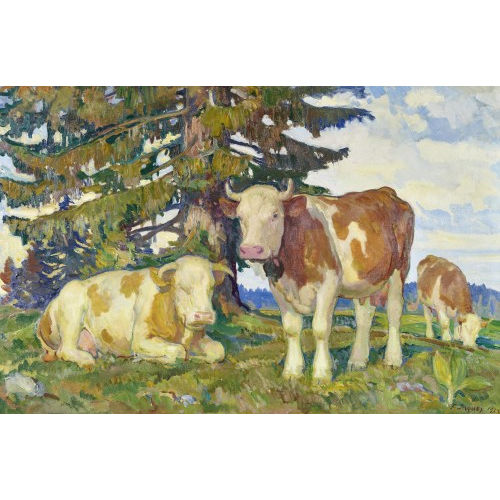 FRAN�OIS LOUIS JACQUES : K�he auf der Alpweide (DOBIASCHOFSKY AUKTIONEN AG)