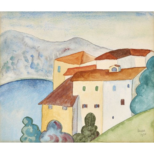 HERMANN HESSE : Tessiner Landschaft mit H�usern (DOBIASCHOFSKY AUKTIONEN AG)