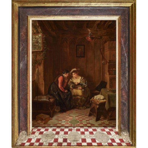 19. JH. DEUTSCHLAND : Interieur mit zwei Damen im Gespr�ch (DOBIASCHOFSKY AUKTIONEN AG)