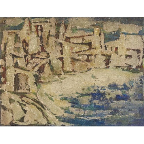 ALFRED (AUCH LEUBERG) LEUENBERGER : Abstrakte Landschaft mit einer Stadt (DOBIASCHOFSKY AUKTIONEN AG)