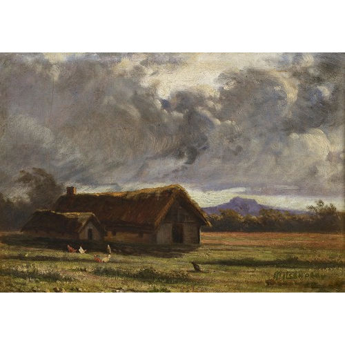 CHARLES EDMOND MILCENDEAU : Geh�ft in weiter Gewitterlandschaft (DOBIASCHOFSKY AUKTIONEN AG)