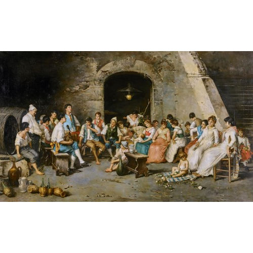 19. JH. ITALIEN : Fr�hliche Gesellschaft im Weinkeller (DOBIASCHOFSKY AUKTIONEN AG)