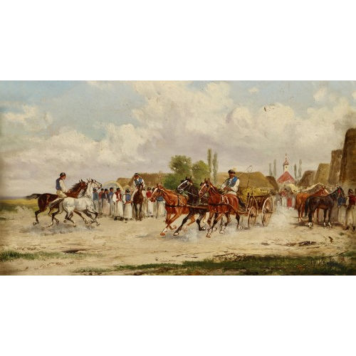 ALFRED (AUCH DERFLA STEINACKER : 'Pferdemarkt in Ungarn' (DOBIASCHOFSKY AUKTIONEN AG)