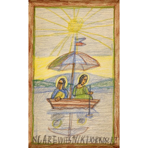 EPIFANIUSZ) NIKIFOR (EIGTL. DROWNIAK : Zwei Heilige im Ruderboot (DOBIASCHOFSKY AUKTIONEN AG)