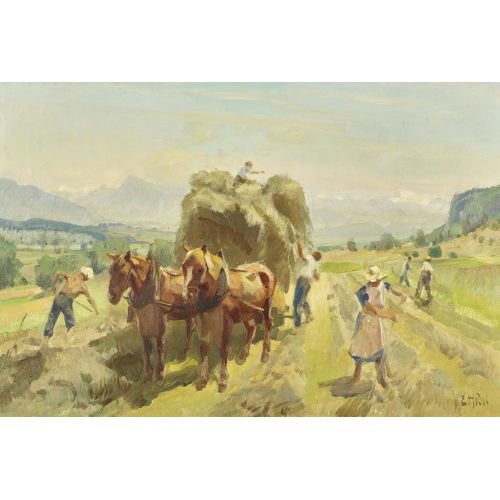 ERNST II HODEL : 'Heuernte bei Muri' (DOBIASCHOFSKY AUKTIONEN AG)