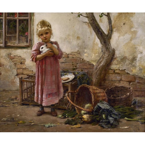 CARL ZEWY : Blondes M�dchen mit Kaninchen (DOBIASCHOFSKY AUKTIONEN AG)