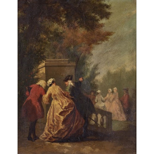 19. JH. FRANKREICH : Parkszene mit eleganter Gesellschaft (DOBIASCHOFSKY AUKTIONEN AG)