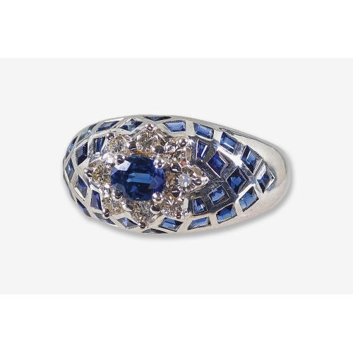 SAPHIR-DIAMANT-RING : (DOBIASCHOFSKY AUKTIONEN AG)
