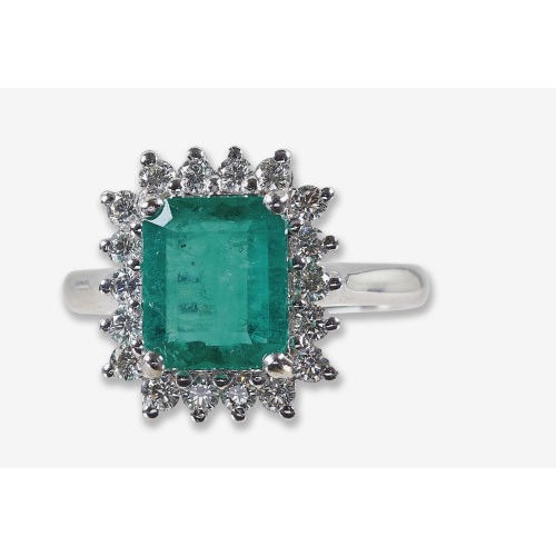SMARAGD-DIAMANT-RING : (DOBIASCHOFSKY AUKTIONEN AG)