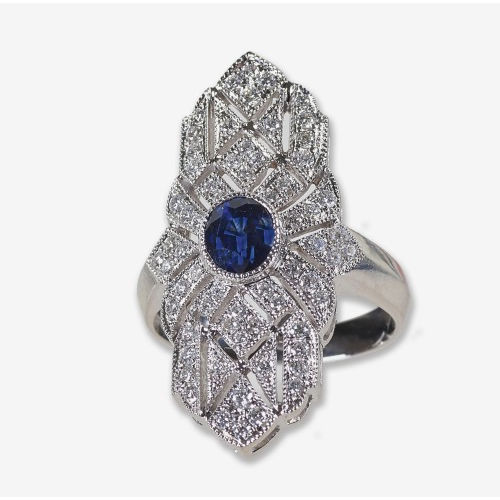 SAPHIR-DIAMANT-RING : (DOBIASCHOFSKY AUKTIONEN AG)