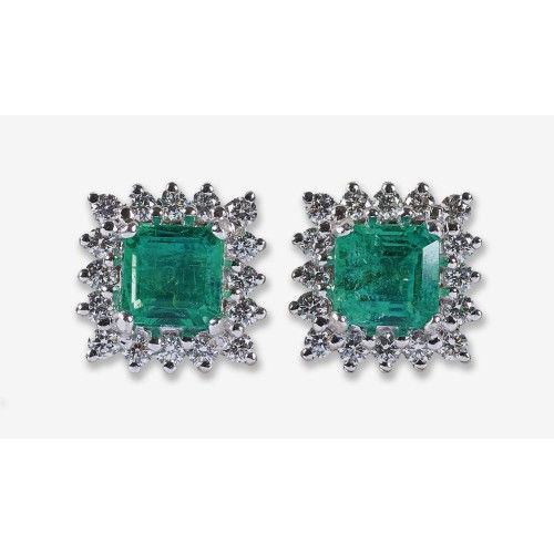SMARAGD-DIAMANT-OHRSTECKER : (DOBIASCHOFSKY AUKTIONEN AG)