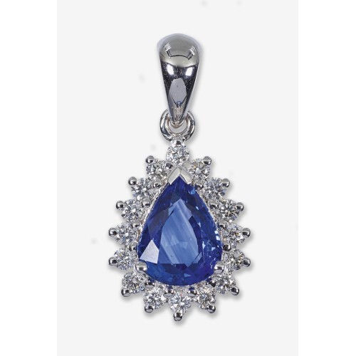 SAPHIR-DIAMANT-ANH�NGER : (DOBIASCHOFSKY AUKTIONEN AG)