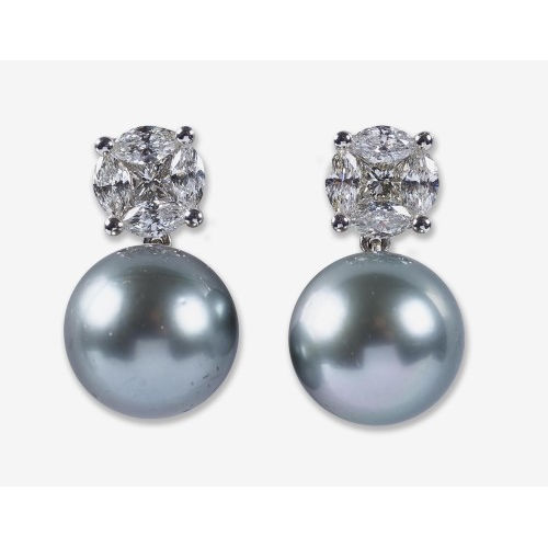 PERLEN-DIAMANT-OHRSTECKER : (DOBIASCHOFSKY AUKTIONEN AG)