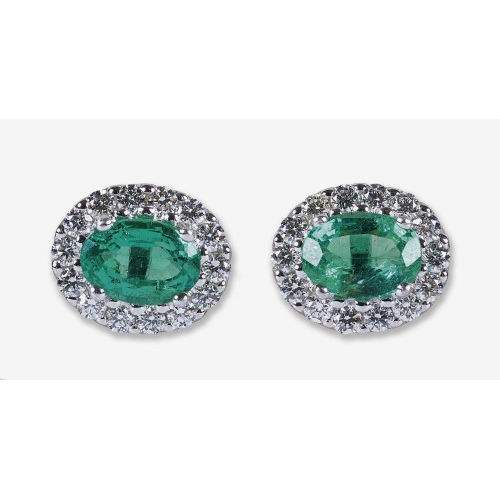 SMARAGD-DIAMANT-OHRSTECKER : (DOBIASCHOFSKY AUKTIONEN AG)