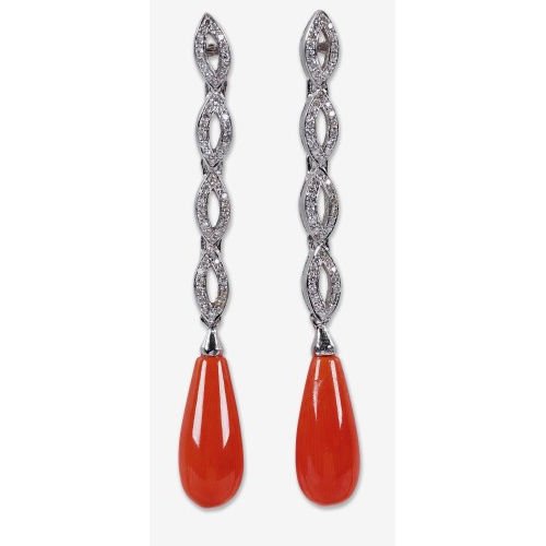 KORALLEN-BRILLANT-OHRSTECKER : (DOBIASCHOFSKY AUKTIONEN AG)
