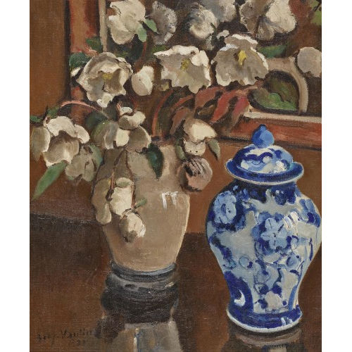 BENJAMIN II VAUTIER : Nature morte aux fleurs et vase asiatique (DOBIASCHOFSKY AUKTIONEN AG)