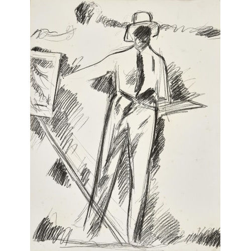 CUNO AMIET : Selbstbildnis als Maler an der Staffelei (DOBIASCHOFSKY AUKTIONEN AG)