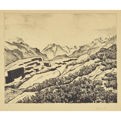 GIOVANNI GIACOMETTI : 'Fr�hling in den Engadiner Bergen. - Blick ins Fornotal' (DOBIASCHOFSKY AUKTIONEN AG)