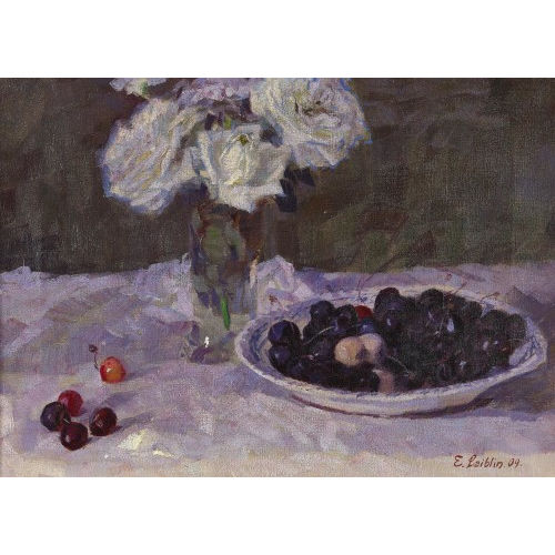 ERWIN LAIBLIN : Stillleben mit Kirschen und Rosen (DOBIASCHOFSKY AUKTIONEN AG)