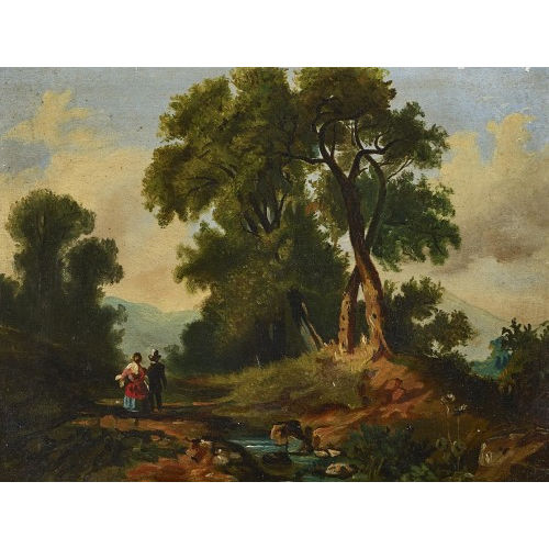 19. JH. SCHWEIZ : Der Spaziergang am Bach (DOBIASCHOFSKY AUKTIONEN AG)