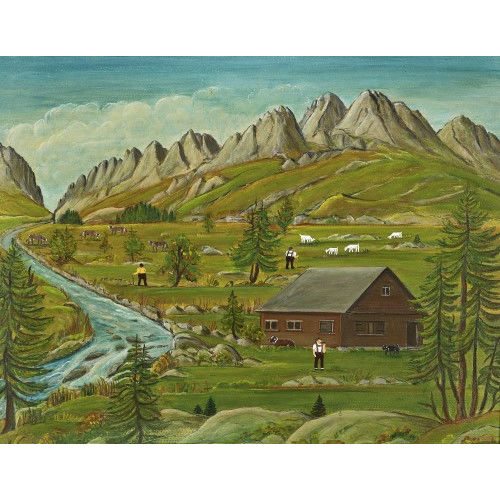 19./20. JH. SCHWEIZ : Appenzeller Landschaft mit Bauern, K�hen und Ziegen (DOBIASCHOFSKY AUKTIONEN AG)