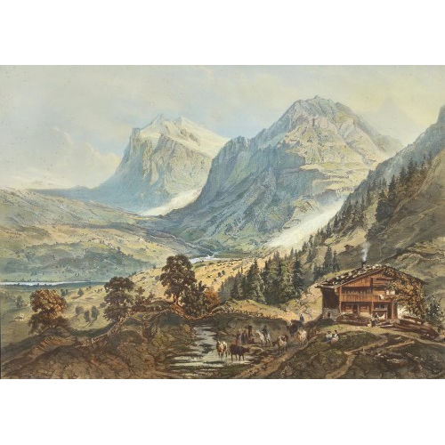 L�ON JEAN-BAPTISTE SABATIER : 'La Vall�e de Grindelwald' (DOBIASCHOFSKY AUKTIONEN AG)
