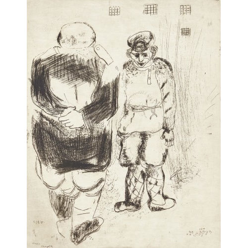 MARC CHAGALL : 'L'homme sans passeport devant le capitaine Ispravnik' (DOBIASCHOFSKY AUKTIONEN AG)