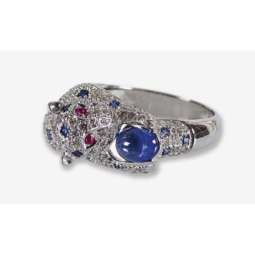 SAPHIR-BRILLANT-RING : (DOBIASCHOFSKY AUKTIONEN AG)