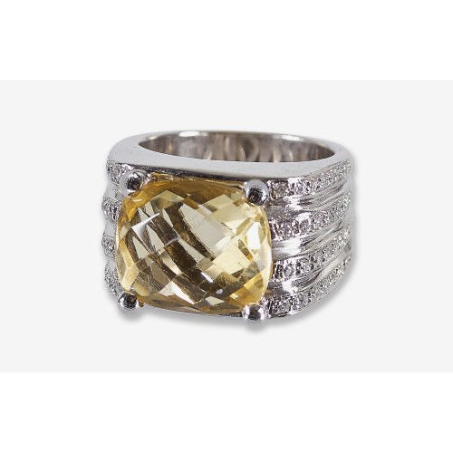 CITRIN-DIAMANT-RING : (DOBIASCHOFSKY AUKTIONEN AG)
