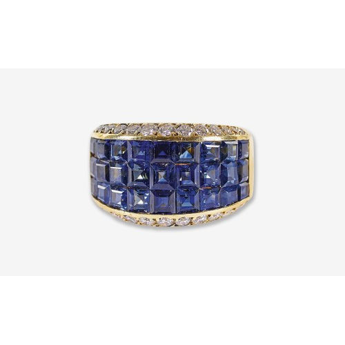 SAPHIR-BRILLANT-RING : (DOBIASCHOFSKY AUKTIONEN AG)