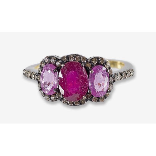 SAPHIR-RUBIN-DIAMANT-RING : (DOBIASCHOFSKY AUKTIONEN AG)