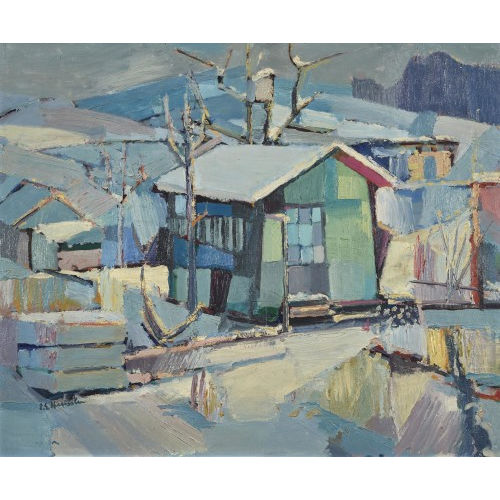 ERNST GEORG HEUSSLER : Winterlandschaft mit H�usern (DOBIASCHOFSKY AUKTIONEN AG)