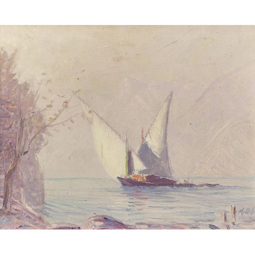 ALBERT HENRY JOHN GOS : Voilier sur le Leman (DOBIASCHOFSKY AUKTIONEN AG)