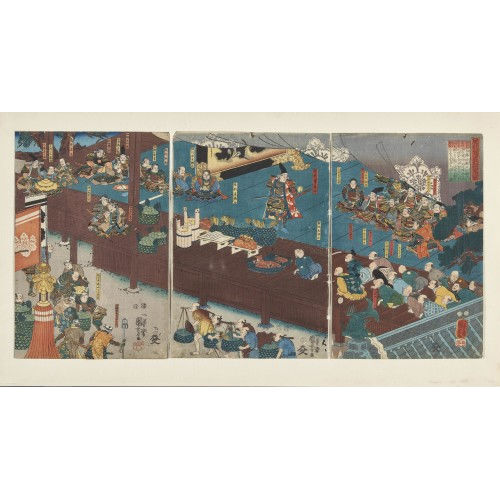 KUNIYOSHI UTAGAWA : Triptychon 'Ashikaga Takauji hyojo no zu' (DOBIASCHOFSKY AUKTIONEN AG)