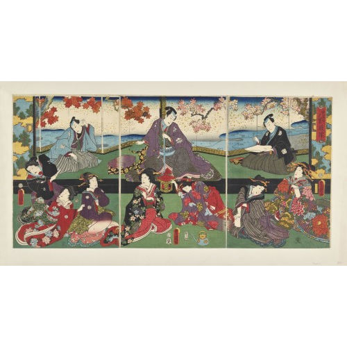 KUNISADA UTAGAWA : Triptychon 'Tonoko mitate hime soroe' (DOBIASCHOFSKY AUKTIONEN AG)