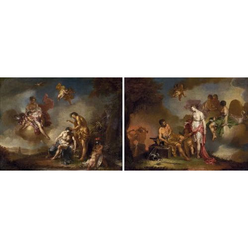 JANUARIUS JOHANN RASSO ZICK : 1. Venus in der Schmiede Vulkans. 2. Der Flussgott Numicius reinigt das Haupt des Aeneas (DOBIASCHOFSKY AUKTIONEN AG)