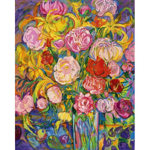 ROLF DRIG : Stillleben mit Blumen, Obst und Eidechse (DOBIASCHOFSKY AUKTIONEN AG)