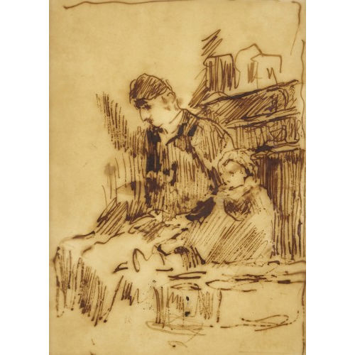 ALBERT ANKER : Vater mit Kind (DOBIASCHOFSKY AUKTIONEN AG)