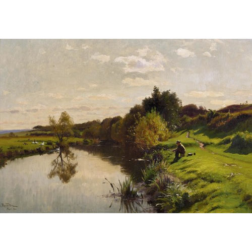 ALFRED RENAUDIN : Pcheur au bord de la rivire (DOBIASCHOFSKY AUKTIONEN AG)