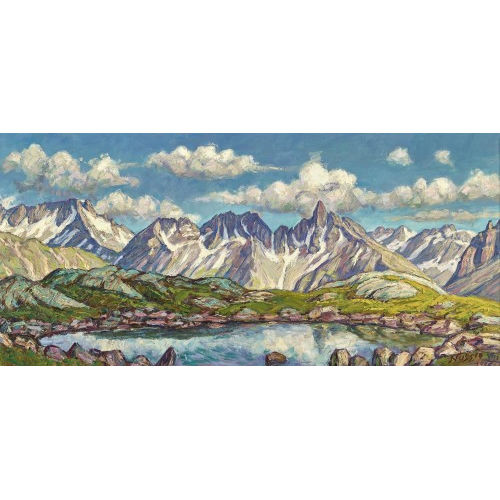 OSCAR NUSSIO : Aussicht vom Berninapass zum Piz dal Teo im Val Poschiavo (DOBIASCHOFSKY AUKTIONEN AG)