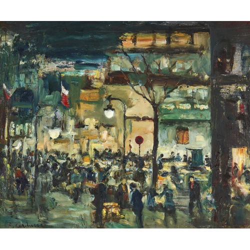 ADOLFO CARDUCCI : Abendliche Pariser Strassenszene (DOBIASCHOFSKY AUKTIONEN AG)
