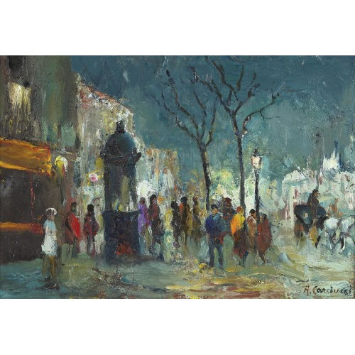 ADOLFO CARDUCCI : N�chtliche Pariser Strassenszene (DOBIASCHOFSKY AUKTIONEN AG)