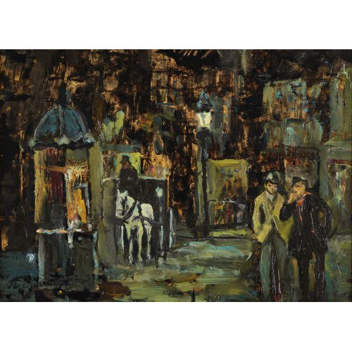 ADOLFO CARDUCCI : Pariser Strassenpartie bei Nacht (DOBIASCHOFSKY AUKTIONEN AG)